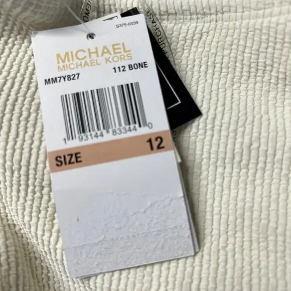 Michael MK Textured One Shoulder Cutout One Piece Swimsuit Cream Women 12 NWT - Picture 9 of 9